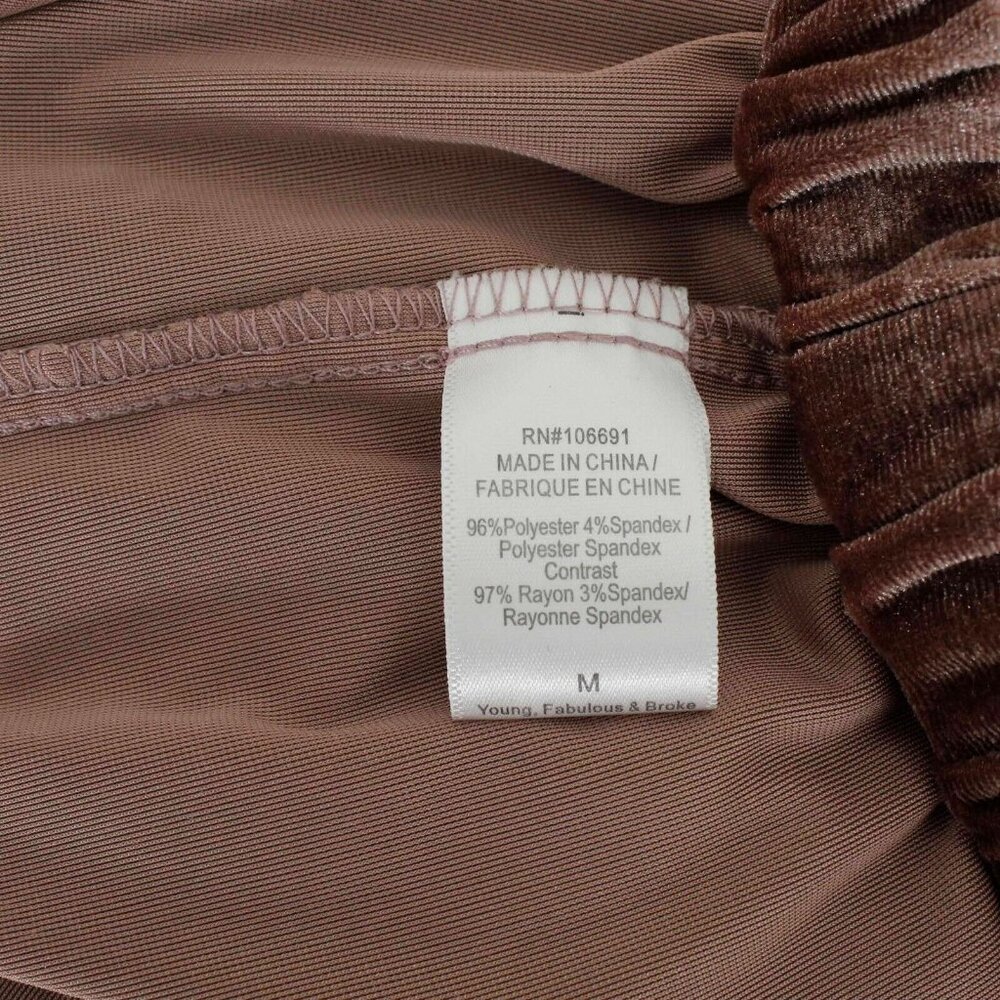 Young Fabulous & Broke Sz M Dusty Pink Velour Zip Hooded Poly Blend Jacket - Picture 4 of 4
